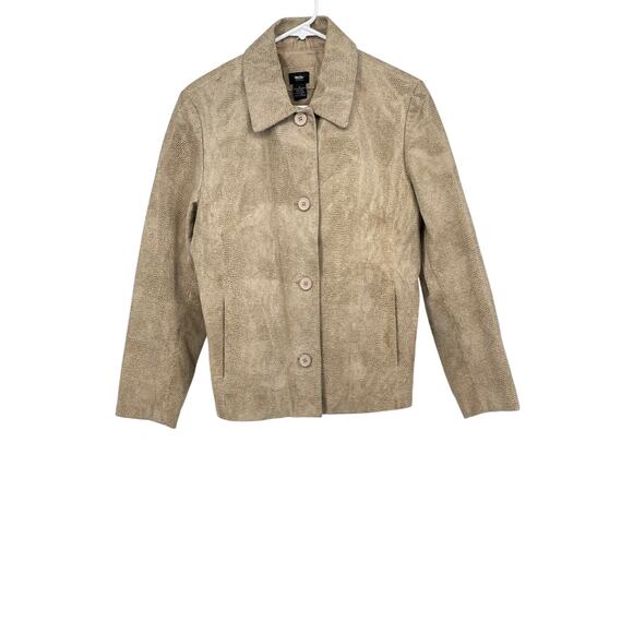 Mossimo Jackets & Blazers - Mossimo Tan Women's Genuine Leather Animal Print Jacket Long‎ Sleeve Size Medium